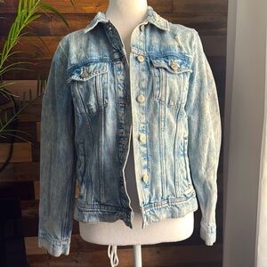 Old Navy Acid Wash Distressed Denim Jacket Size M EUC 80s Vibe